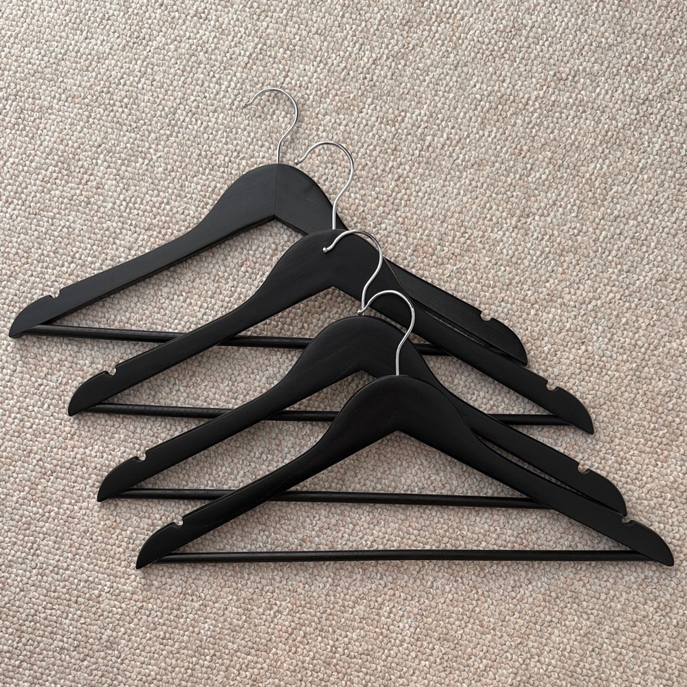 Set of Black Wooden Hangers
